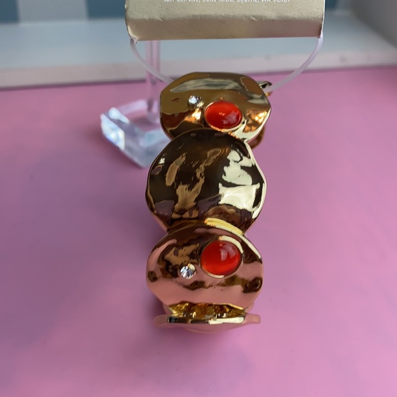 Nordstrom 14th & Union Molten Coin Stretch Bracelet Gold Orange - Picture 9 of 10